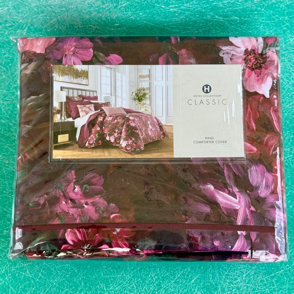 Hotel Collection Dutch Floral KING Comforter Cover Rich Oxblood Flowers Macys K